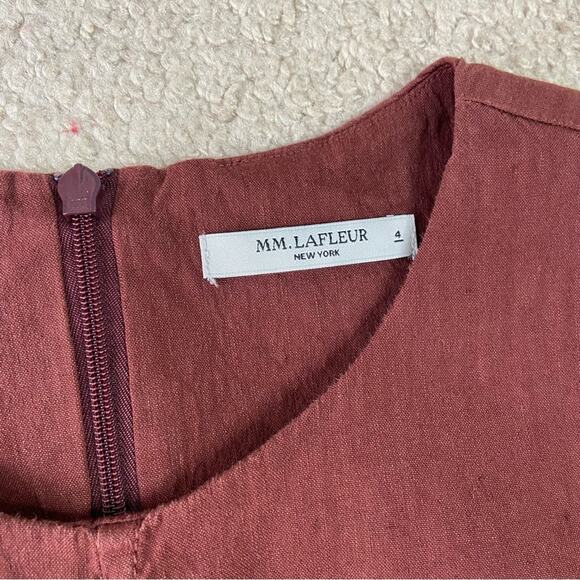 MM Lafleur Angelina Red Brown Tailored Tunic Top Size 4 - Picture 2 of 6